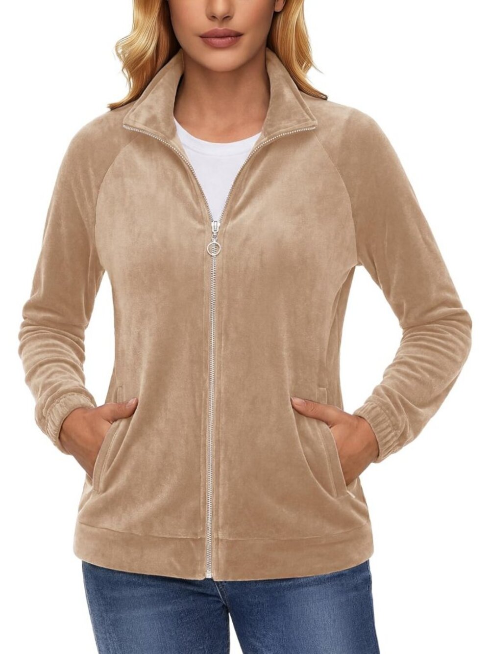 Warm Women's Fleece Jacket - Full Zip Velour Winter Coat for Cozy Comfort